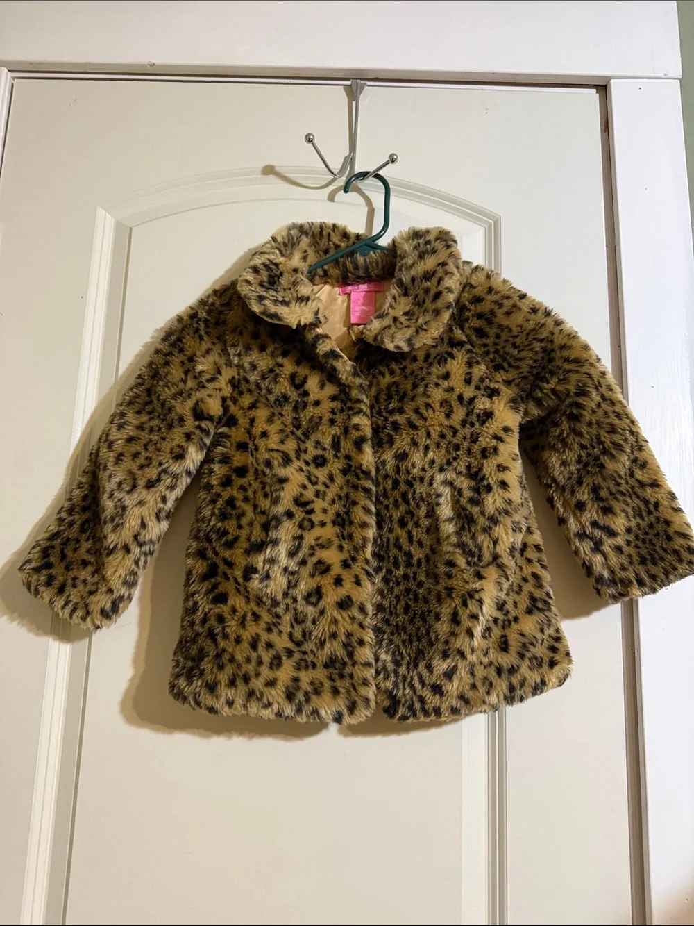 Isaac Mizrahi Girls' Leopard Print Faux Fur Coat - Brown. Size 4t